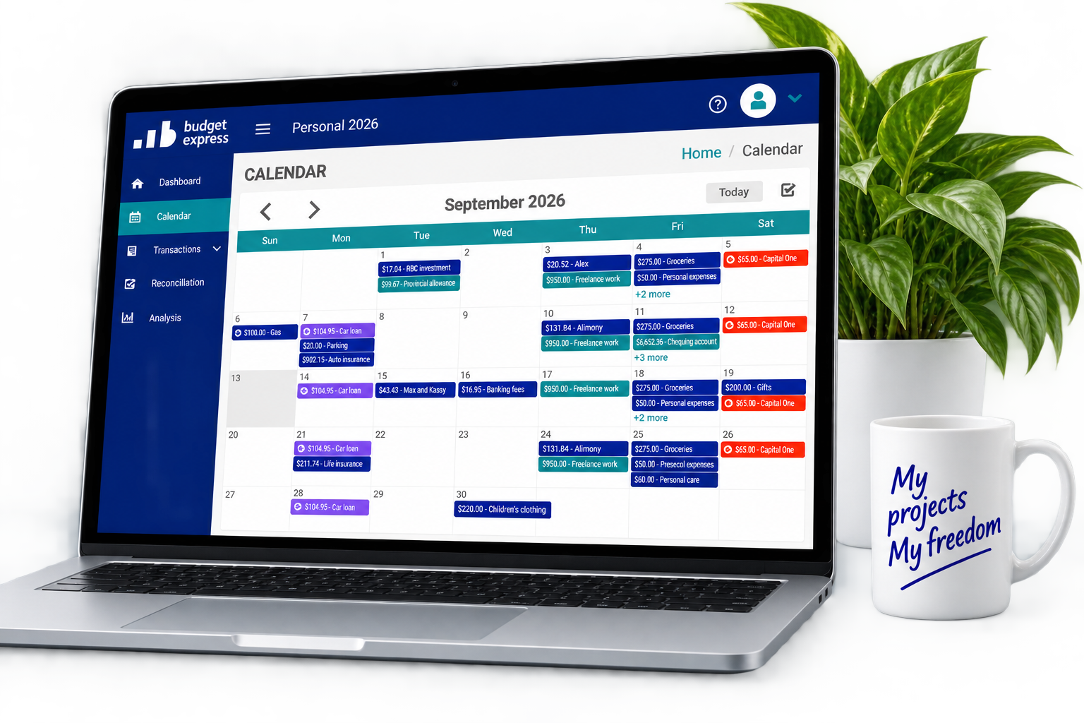 Budget Express transaction calendar